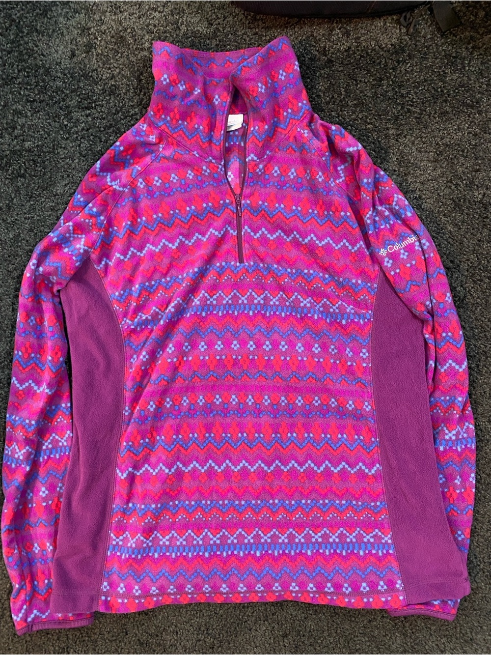Columbia Pink & Purple Patterned Half-Zip Fleece Pullover